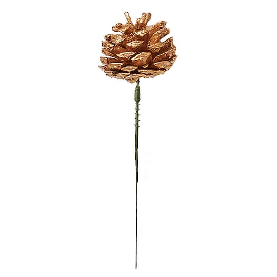 8" Gold Pinecone Christmas Picks